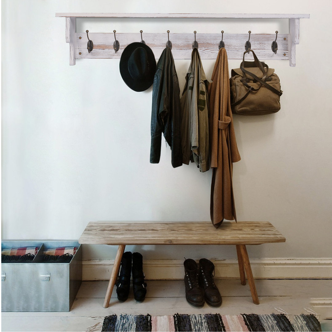 Amarisa Solid Wood 8 - Hook Wall Mounted Coat Rack with Storage